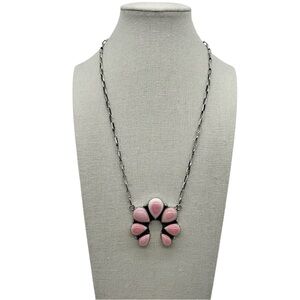 925 Sterling Silver Natural Pink Conch Naja Necklace